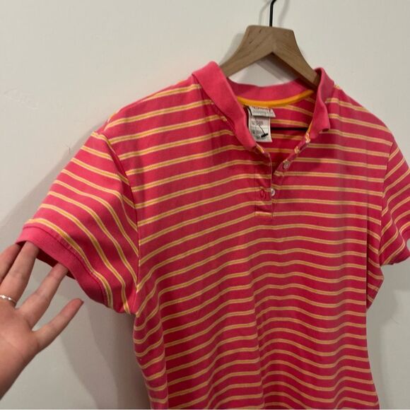 Vintage Disney Stripe Polo Size XL Pink and Gold - Picture 2 of 10